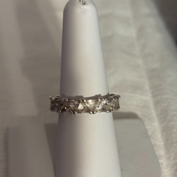 Dorsey Theodora Double Trillion Ring (White Sapphires) in Silver - size 8 - Picture 5 of 16